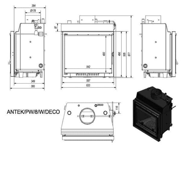 ANTEK PW8WDECO isio 8KW 80 100m² Kratki