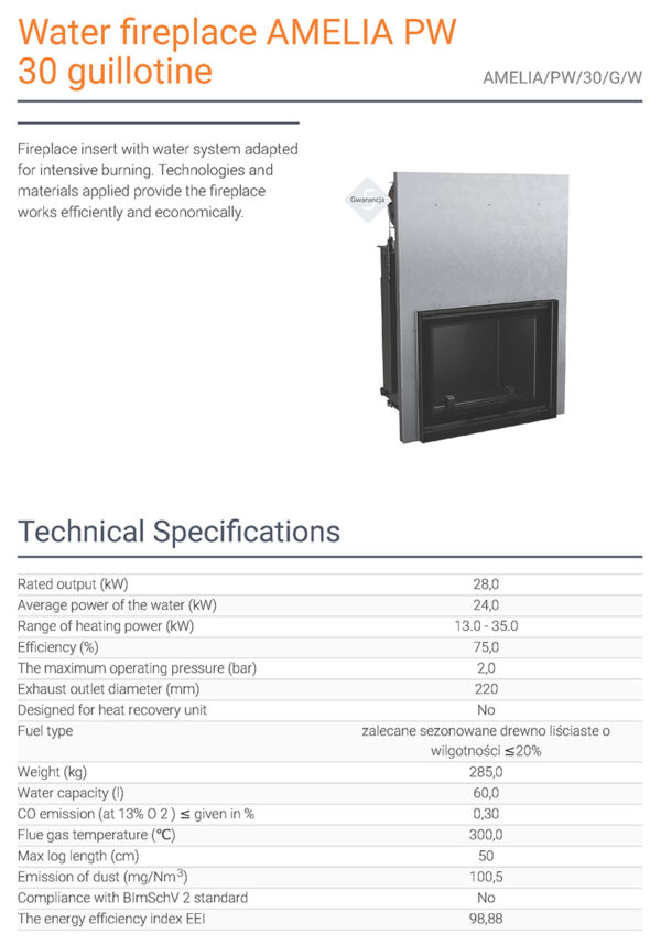 water fireplace amelia pw 30 guillotine page 1