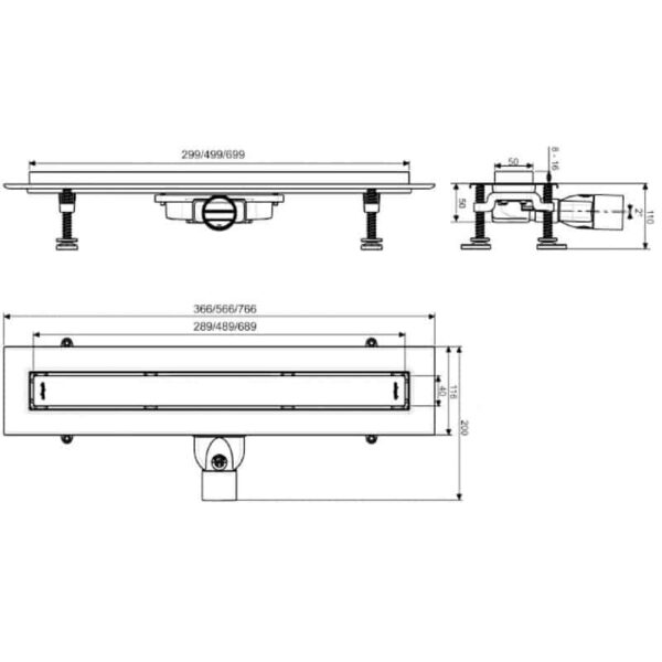 Σιφώνι Ντουζιέρας – Κανάλι Δαπέδου Inox Venisio Slim 300mm σχέδιο