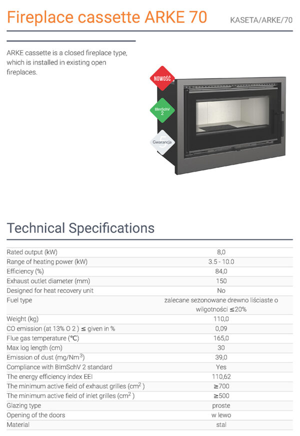 fireplace cassette arke 70 page 1