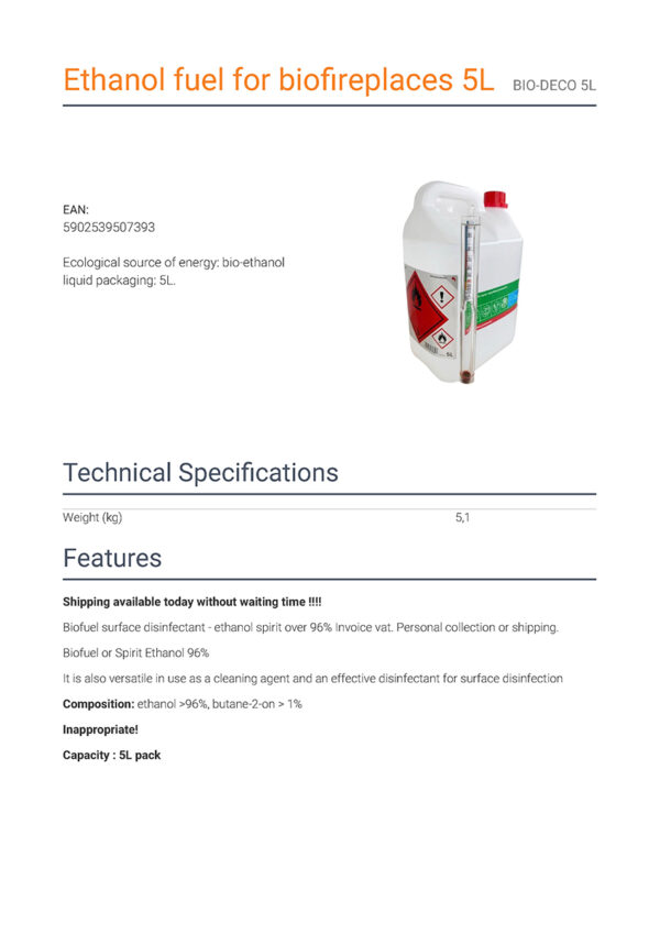 ethanol fuel for biofireplaces 5l 1  page 1